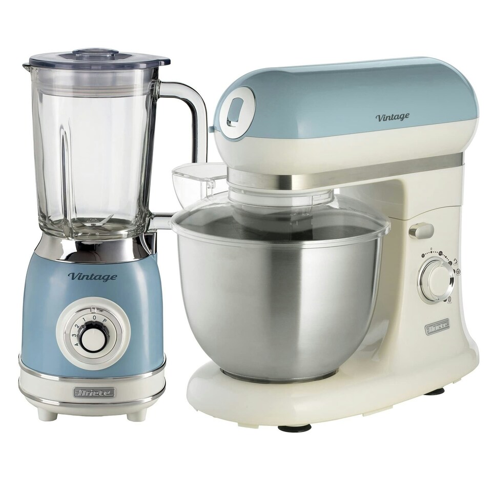 image 1 of Ariete ARPK38 Vintage Retro Jug Blender and Stand Mixer Set Blue