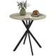 image 1 of HOMCOM 80cm Round Dining Table, Industrial Kitchen Table with Steel Legs Brown | Black