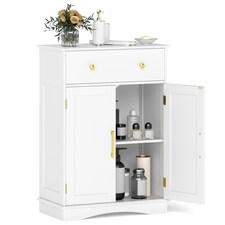 COSTWAY Floor Storage Cabinet Buffet Sideboard with Drawer-White