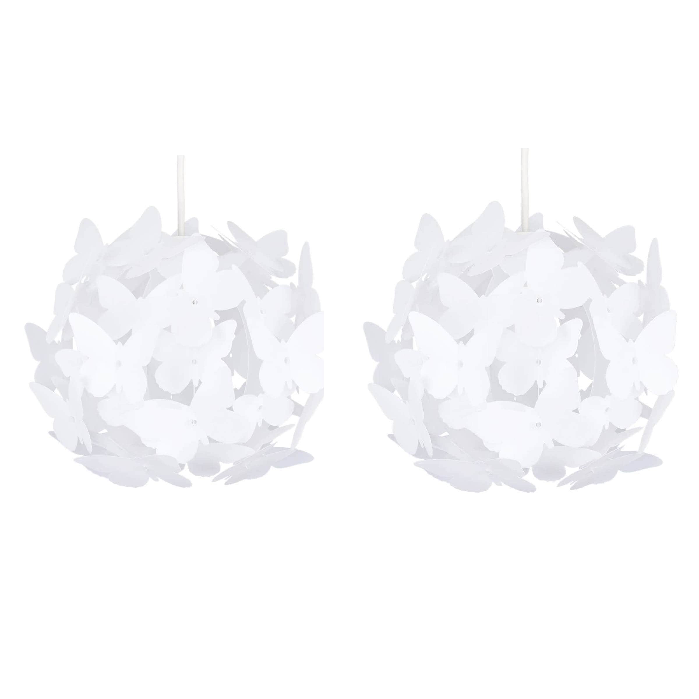 ValueLights Butterfly Ball Pair White Ceiling Pendant Shades
