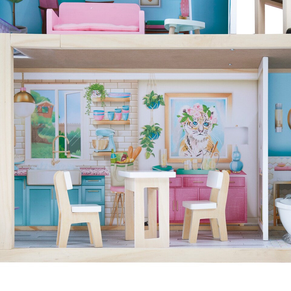 image 1 of Teamson Kids 3-Story Wooden Dollhouse with Accessories, Dreamland Mansion