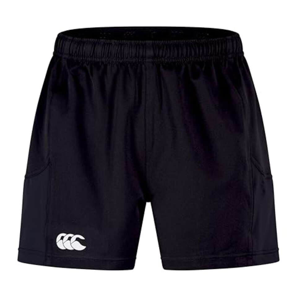 image 1 of Canterbury Men's Advantage Rugby Shorts 2.0 | Elasticated Waist | Ccc Logo Gym Shorts, Black, 2Xl