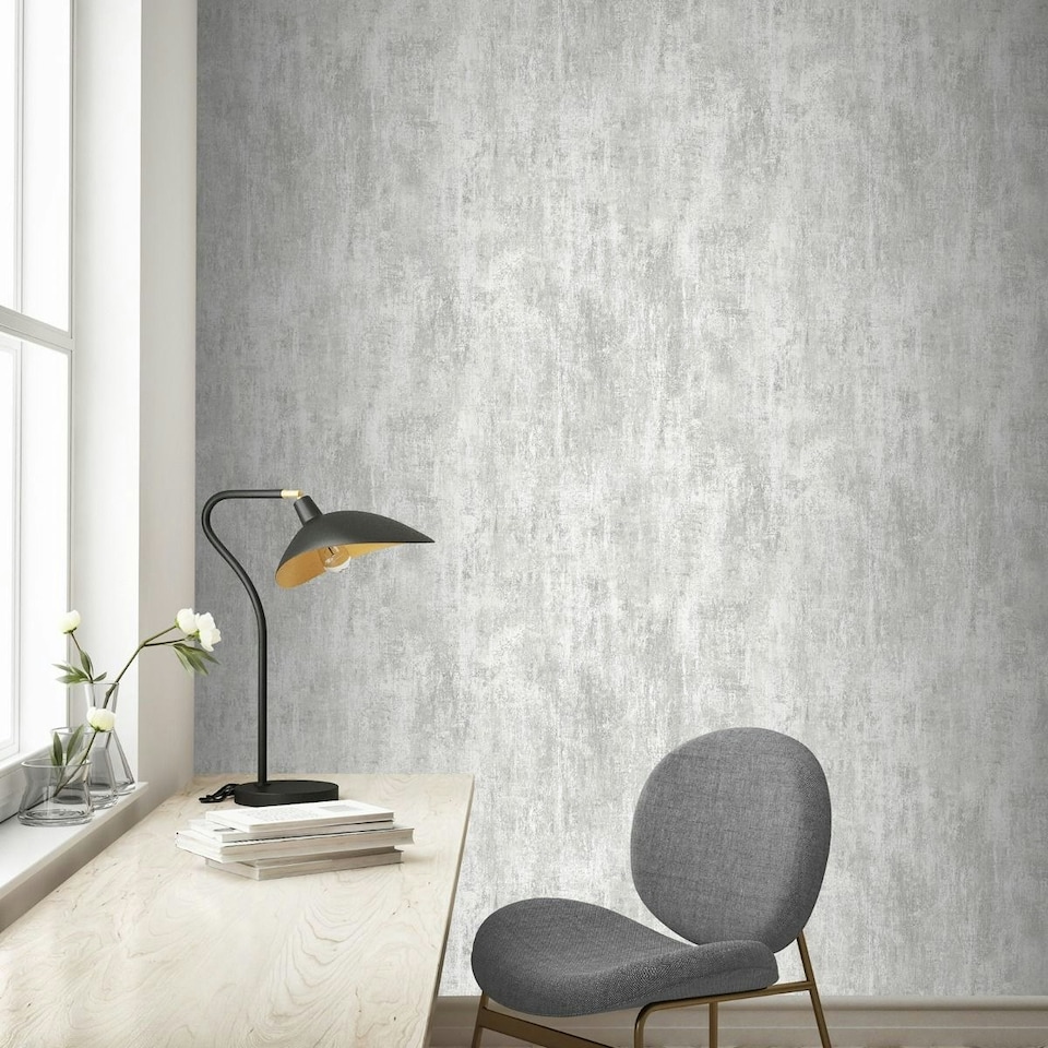 image 1 of Muriva Phelan Textured Vinyl Wallpaper - Grey - 10m x 53cm Grey