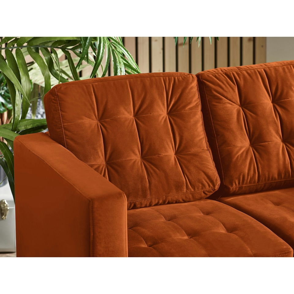 image 1 of Furniturebox Jolene 2 Seater Burnt Orange Velvet Sofa