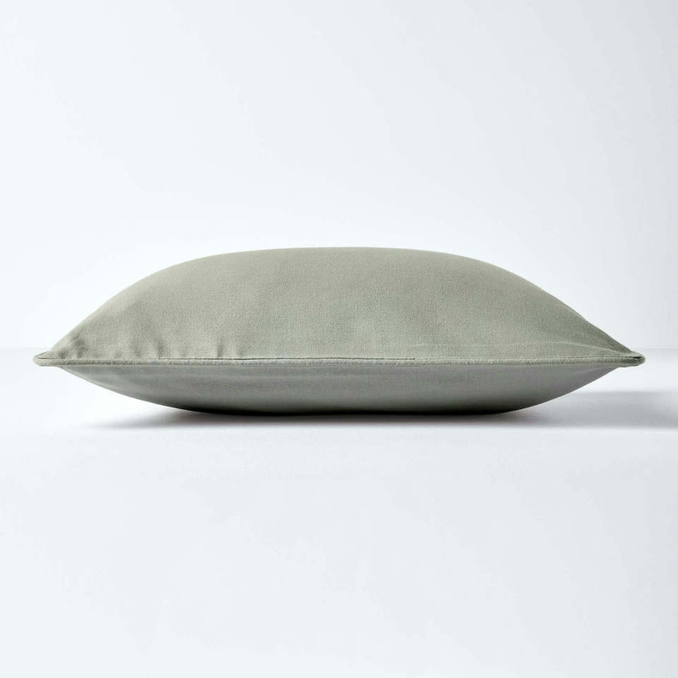 image 1 of Homescapes Cotton Plain Grey Cushion Cover - 30 x 30 cm | Grey | Grey | 30 x 30 cm