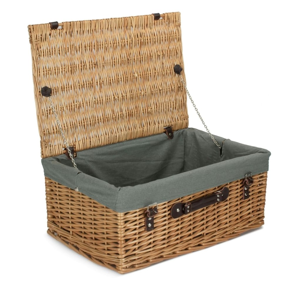 image 1 of 55cm Buff Picnic Basket with Lining Red | Red | One Size