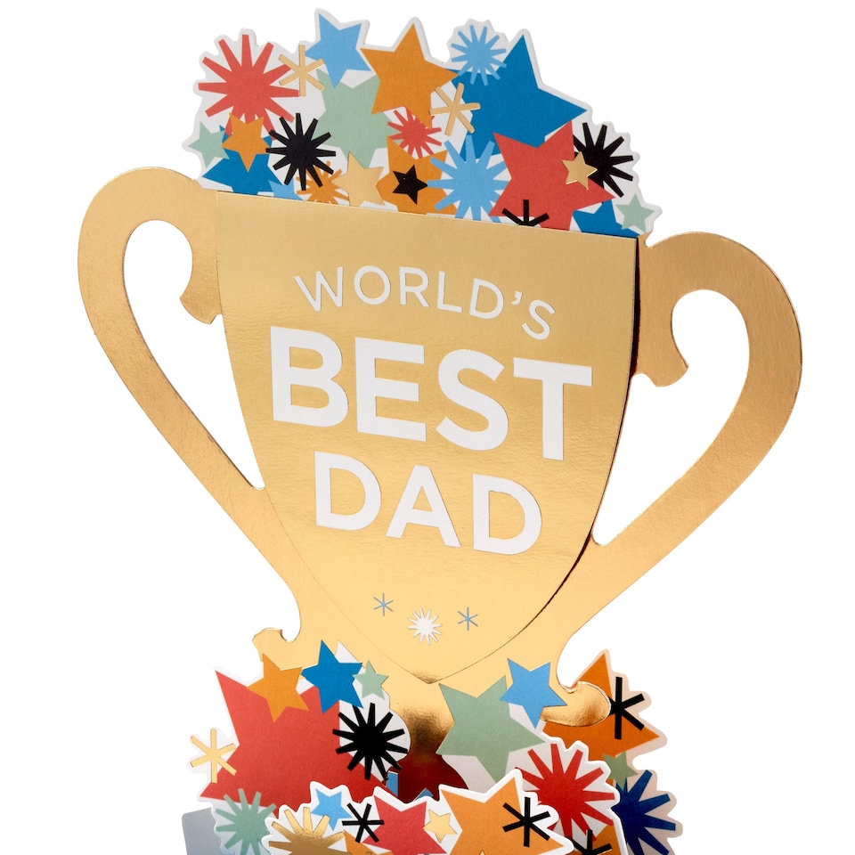 image 1 of Hallmark Father's Day Card For Dad - 3D Pop-Up 'Best Dad' Trophy