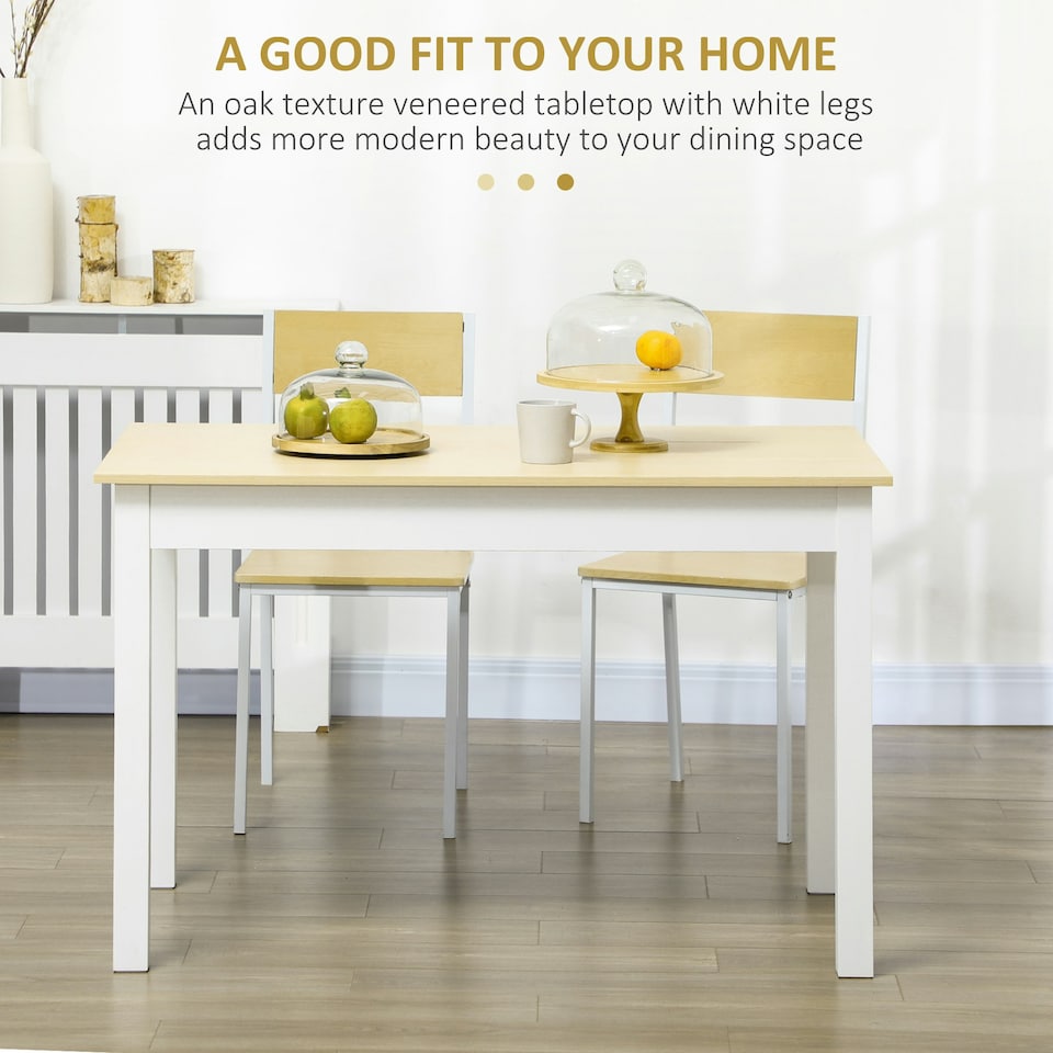 image 1 of HOMCOM Dining Table for 4 to 6 Kitchen Table with Thick Legs Oak Wood Grain