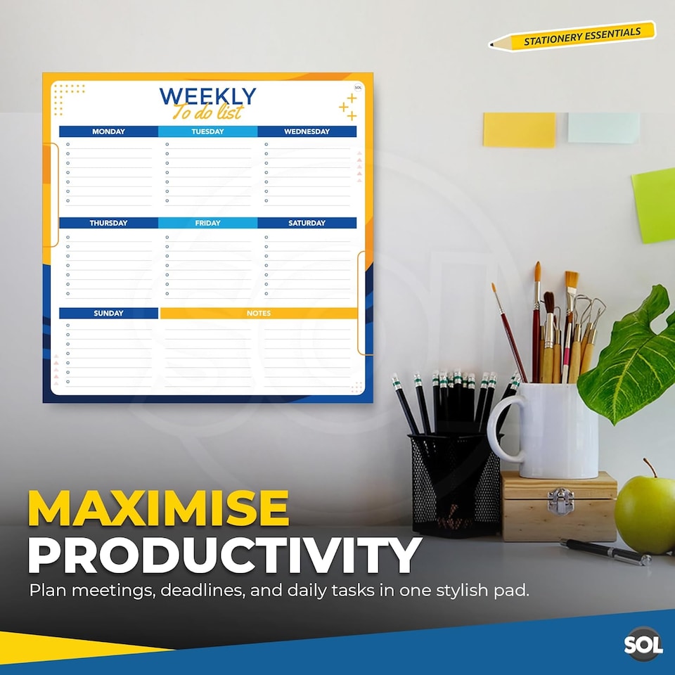 image 1 of 3-in-1 Weekly Planner, To-Do List & Shopping List Pad Set – 50 Sheets Each, Minimalist Desk Organiser for Tasks, Schedule & Productivity