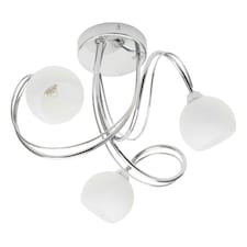 BHS Soni 3 Light Flush Ceiling Light | Silver | Chrome | 1
