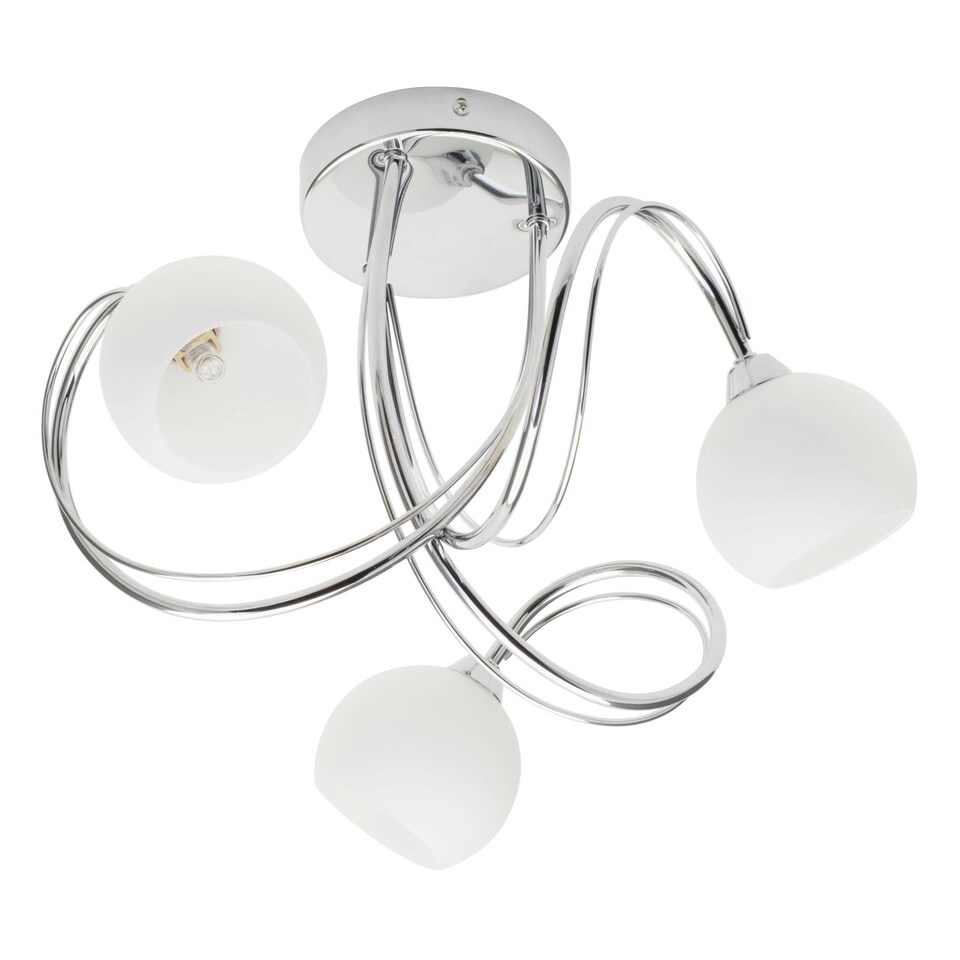 image 1 of BHS Soni 3 Light Flush Ceiling Light | Silver | Chrome | 1