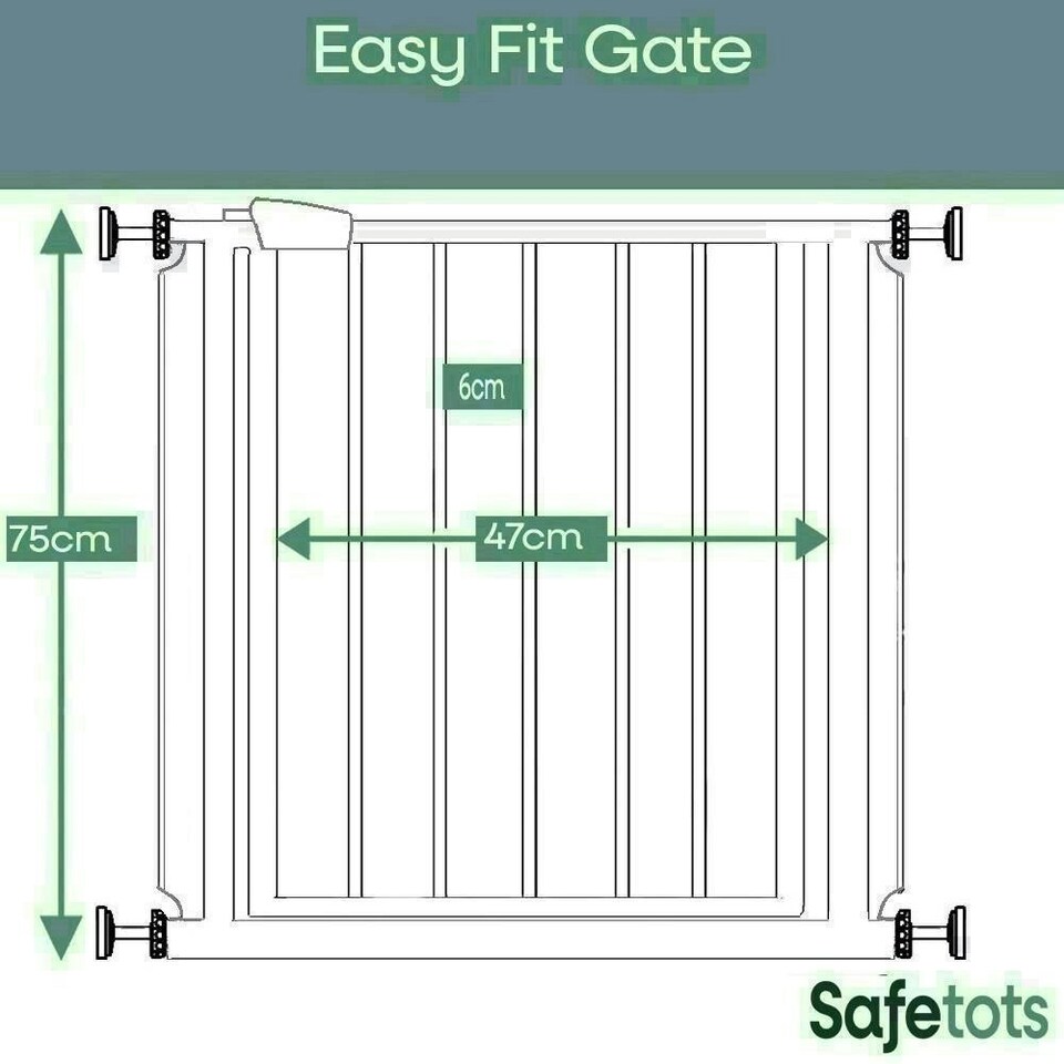 image 1 of Bettacare Easy Fit Gate, 75cm - 83cm, White, Pressure Fit Stair Gate, Baby Gate for Doors Hallways and Spaces