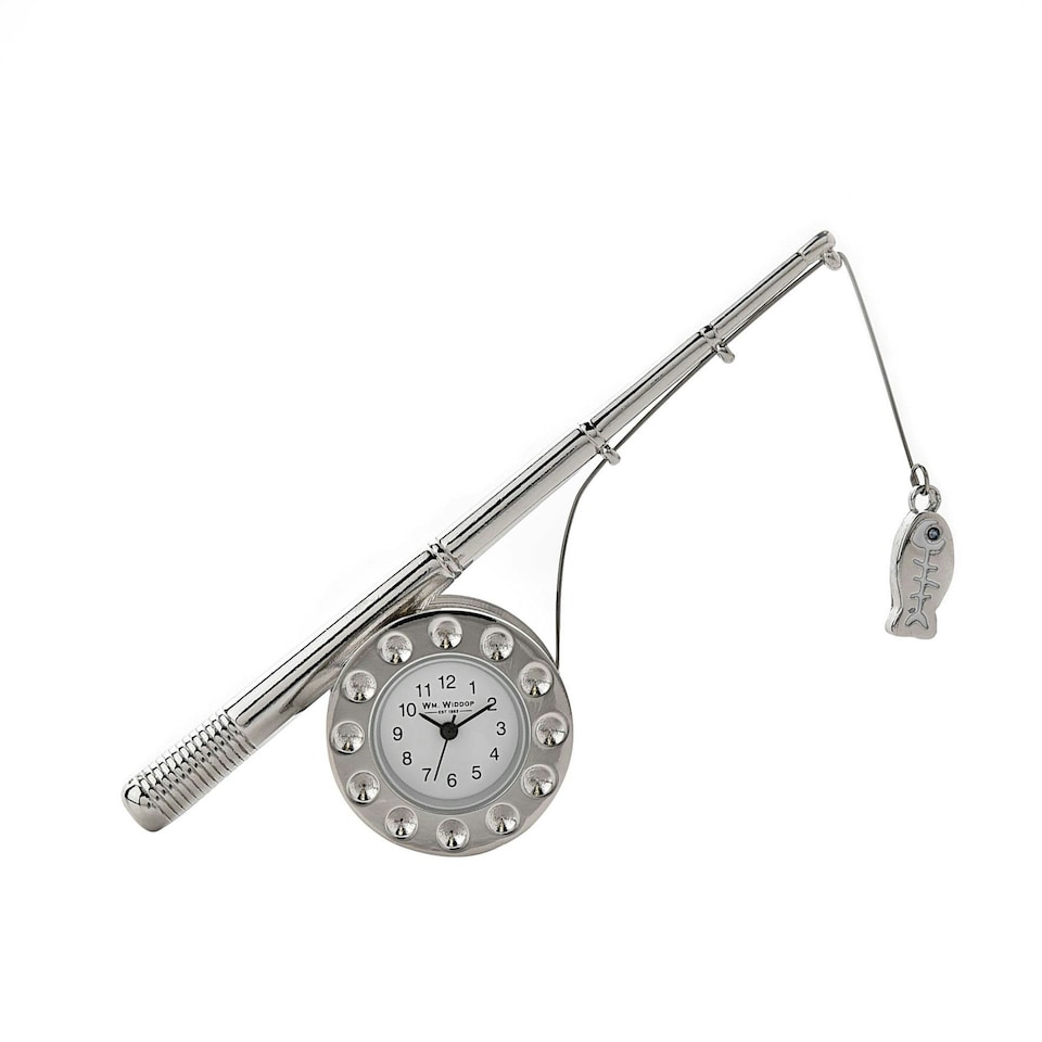image 1 of Wm.Widdop Miniature Clock Fishing Pole - Satin Silver Finish Silver
