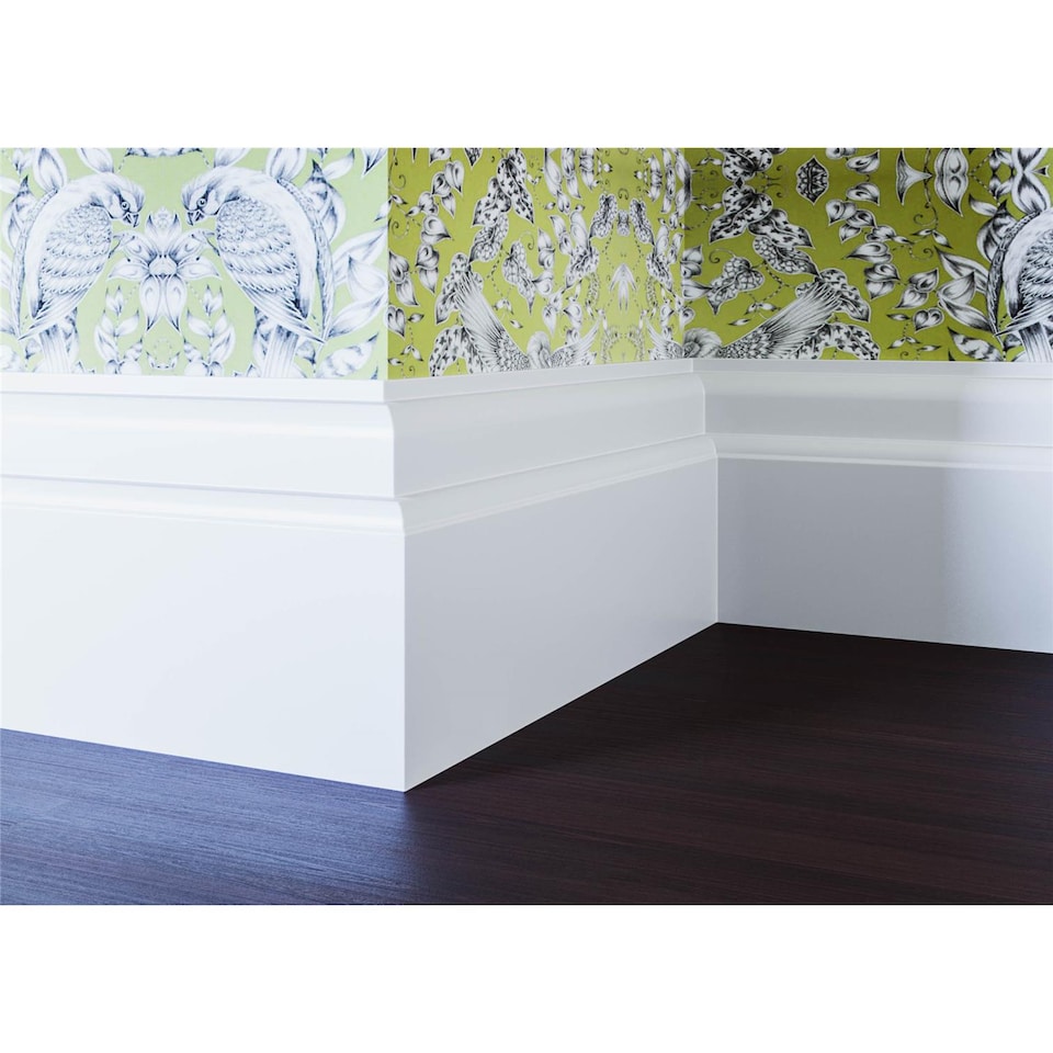 Pack of 15 (Total 15 Units) - Moisture Resistant MDF Primed Lambs Tongue Skirting Board - 25mm (T) x 69mm (H) x 4200mm (L)