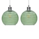 image 1 of Set of 2 Betchley - Green Ribbed Glass Globe Easy Fit Pendant Shades | Green | Medium | 2