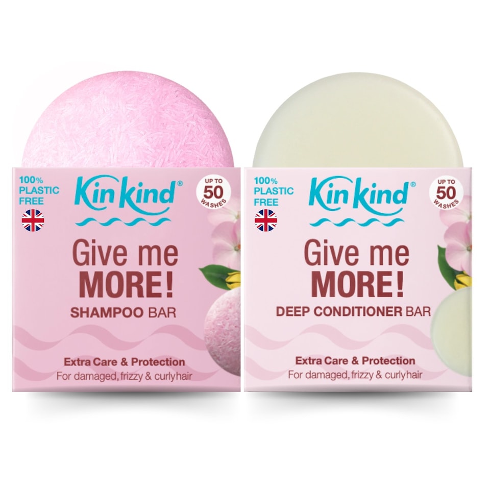 image 1 of KinKind Give me MORE! Shampoo and Conditioner Set. Shampoo Bar and Deep Conditioner Bar for Damaged, Curly, Frizzy hair.