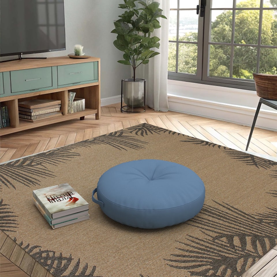 image 1 of Covers&All Round Chair Cushions with Handle, Thick Outdoor Indoor Cushion and Floor Pillow for Patio, Sky Blue