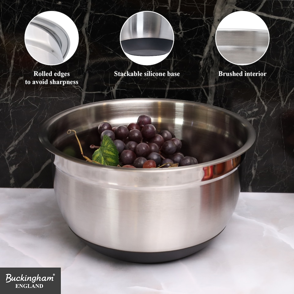 image 1 of Buckingham Deep salad Mixing Bowl with Black Silicone Base 26 cm , 5.2 Litre