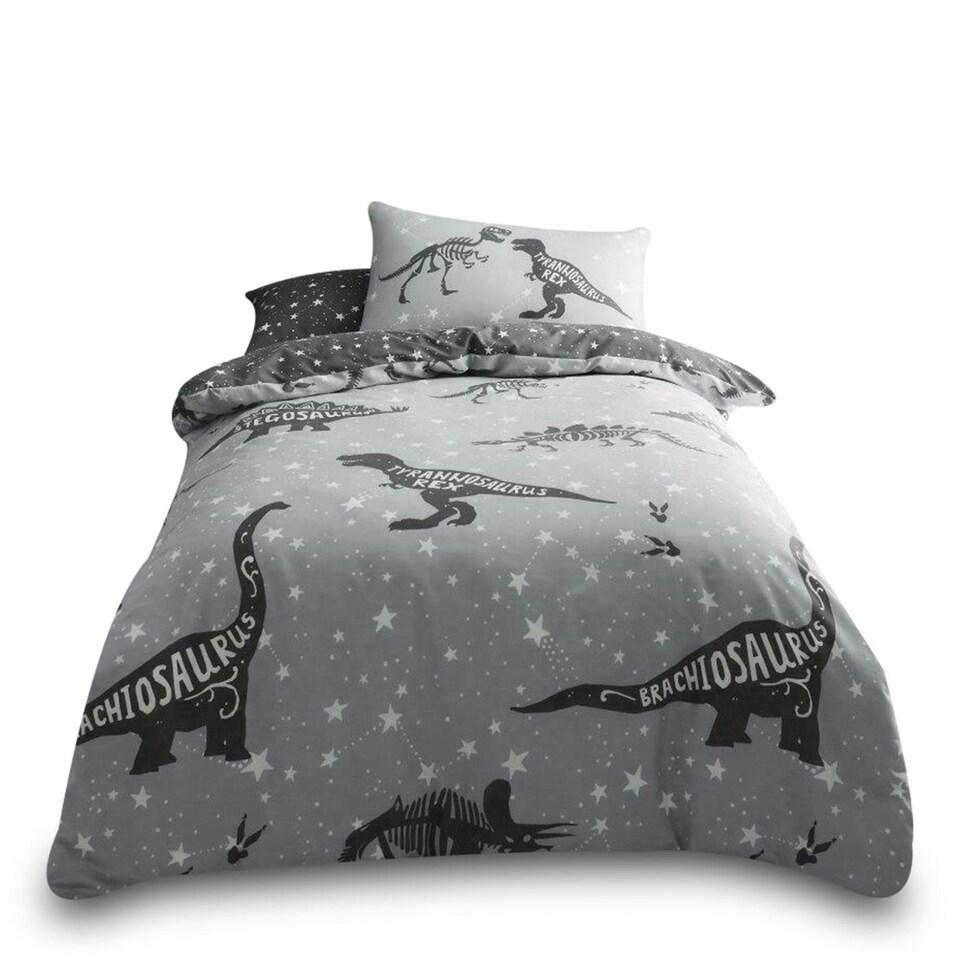 image 1 of VELVETIO Space T-Rex Duvet Cover Set Reversible Soft Polycotton Kids Beddings