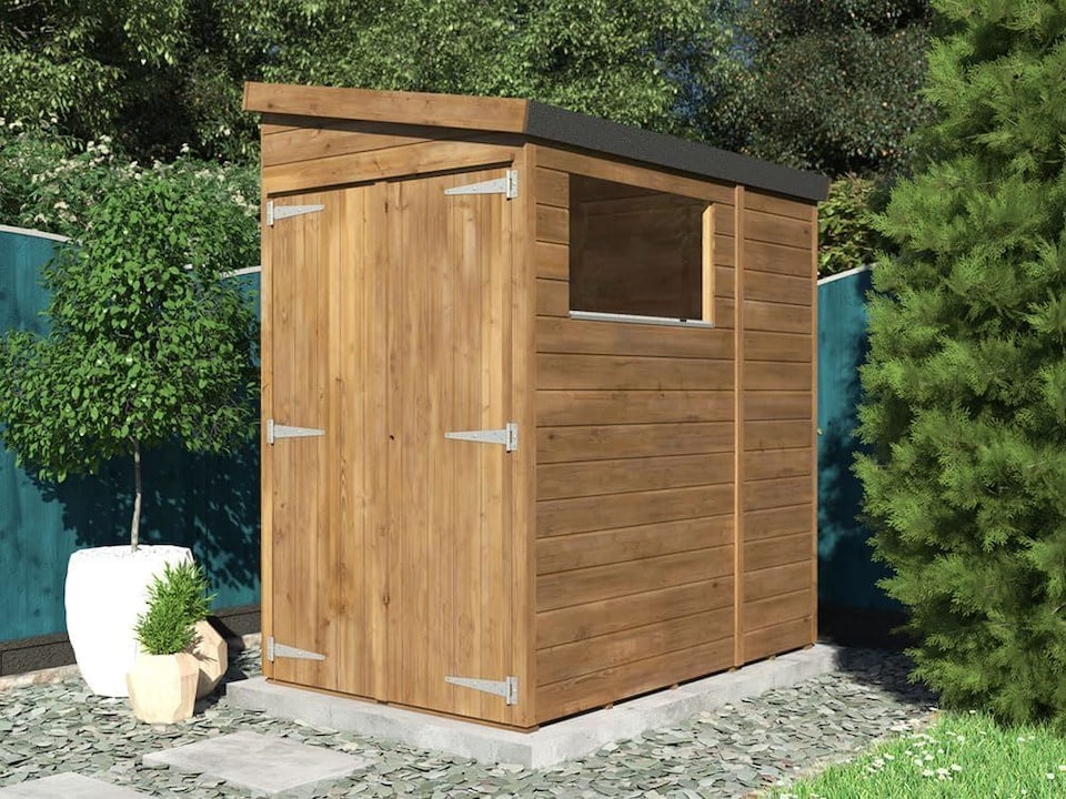 image 1 of Dunster House 4x6 Wooden Garden Shed, 1.2x1.8m, 15mm Walls, Window, Pent Roof, Superfelt, Modular
