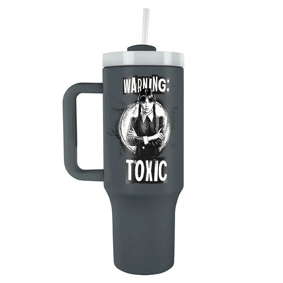 image 1 of Wednesday Warning Toxic 1.2L Travel Mug - Grey/Black/White - One Size Grey