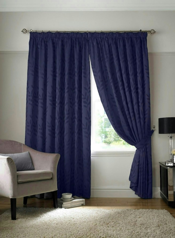 image 1 of Tivoli Fully Lined Pencil Pleat Curtains - Navy - 229x229cm | Blue