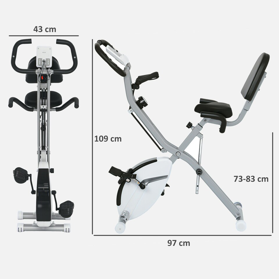 image 1 of SPORTNOW Folding Exercise Bike with Arm Bands and Hand Pulse Sensor, White