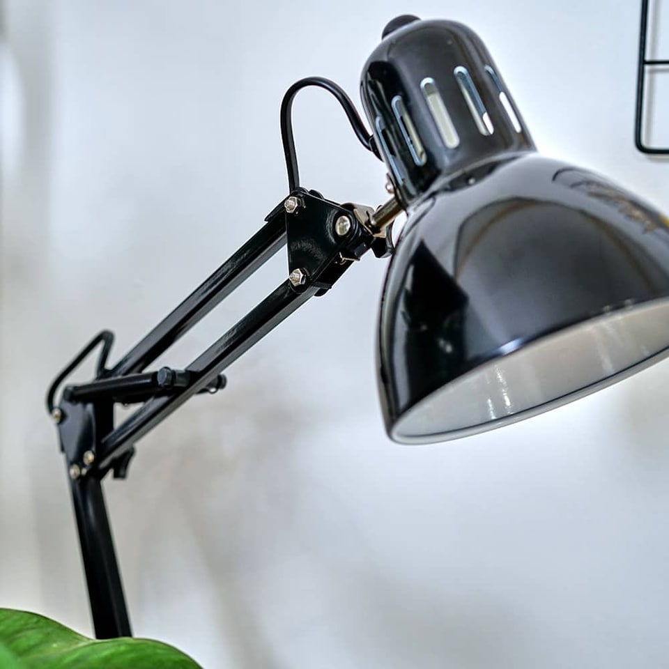 image 1 of ValueLights Retro Adjustable Black Metal Bedside Desk Table Lamp | Black