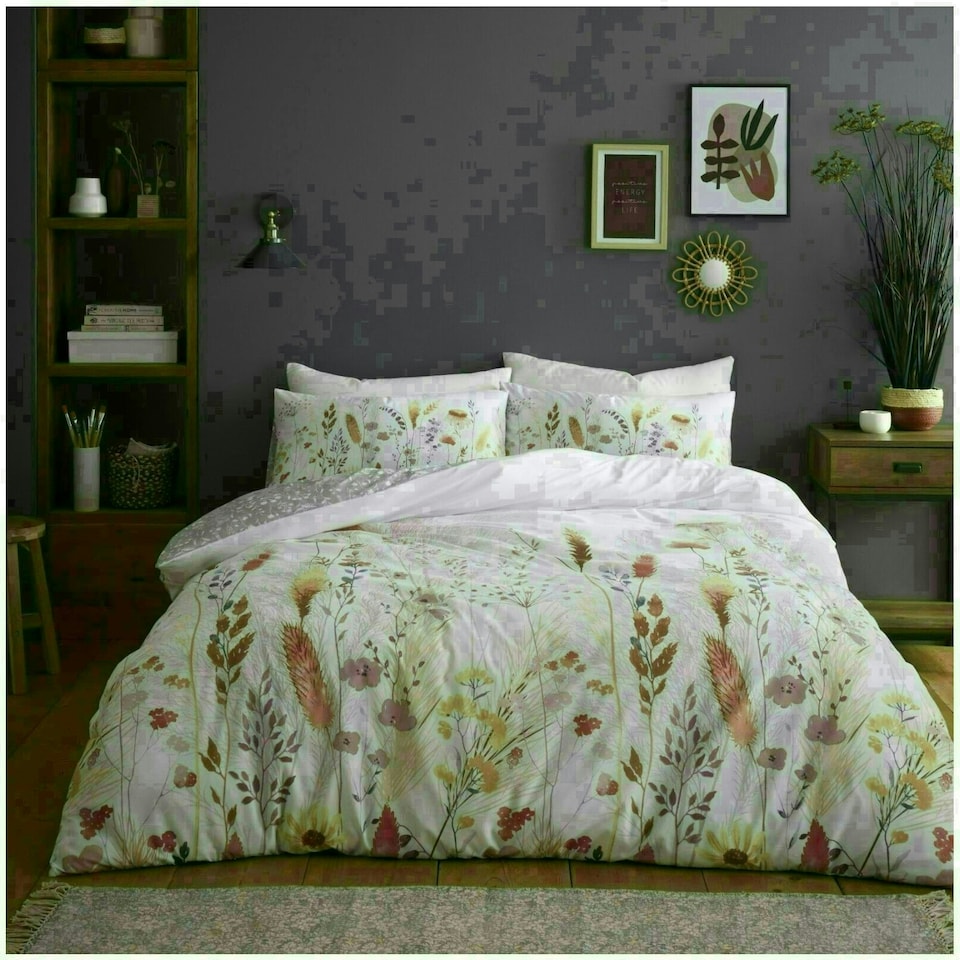 image 1 of Meadow Floral Printed Duvet Cover Set Reversible Polycotton Beddings Multi | King