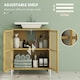 image 4 of HOMCOM Under Sink Bathroom Cabinet, Sink Storage Cabinet with Slat Doors | White | Natural | 60W x 30D x 70H cm