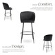 image 3 of Bar Stool Luana - with backrest, velvet look and padded | Black | black/black | 60 x 51 x 106 cm | 2
