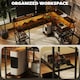 image 7 of HOMCOM L Shaped Gaming Desk w/ LED Lights and Power Outlets for Small Space