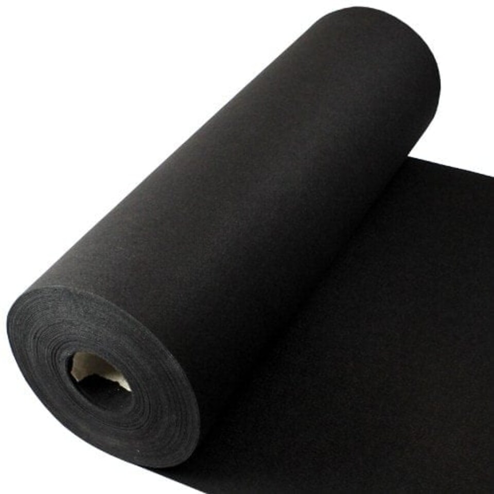 image 1 of 25 Metres Exhibition Quality Ribbed Heavy Duty Black Carpet Runner 1 Metre Wide