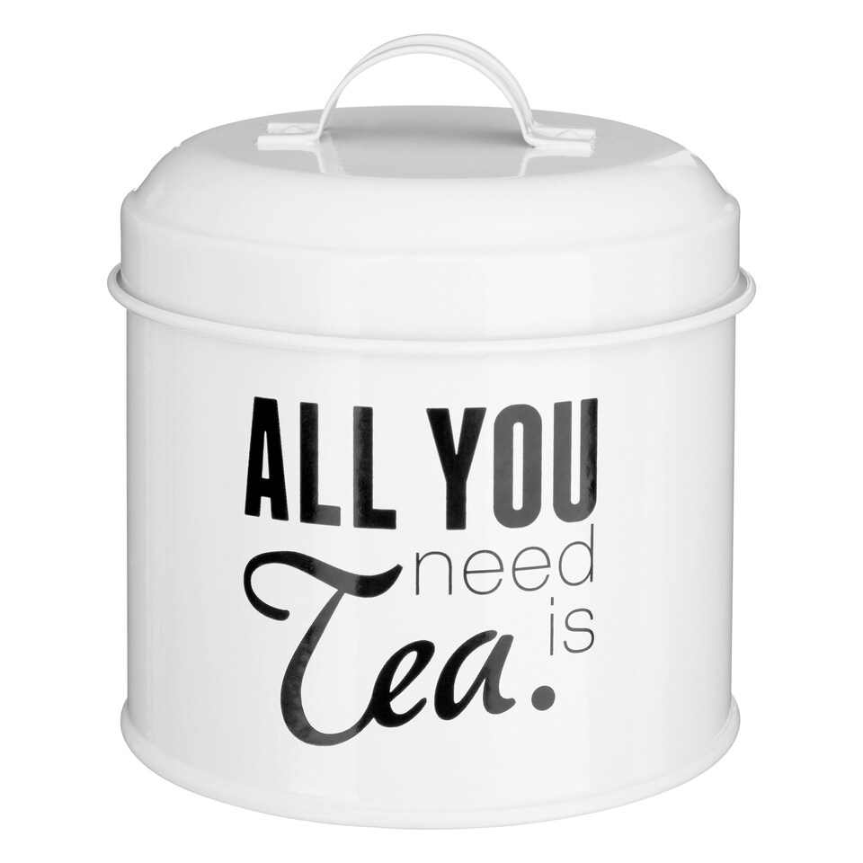 image 1 of Interiors by Premier Set Of 3 Round Canisters, Fun Printed Metal Storage Tins With Humorous Labels, Ideal For Tea, Coffee, Sugar