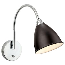 Bari 1 Light Indoor Wall Light (Switched) Black, Chrome, E14