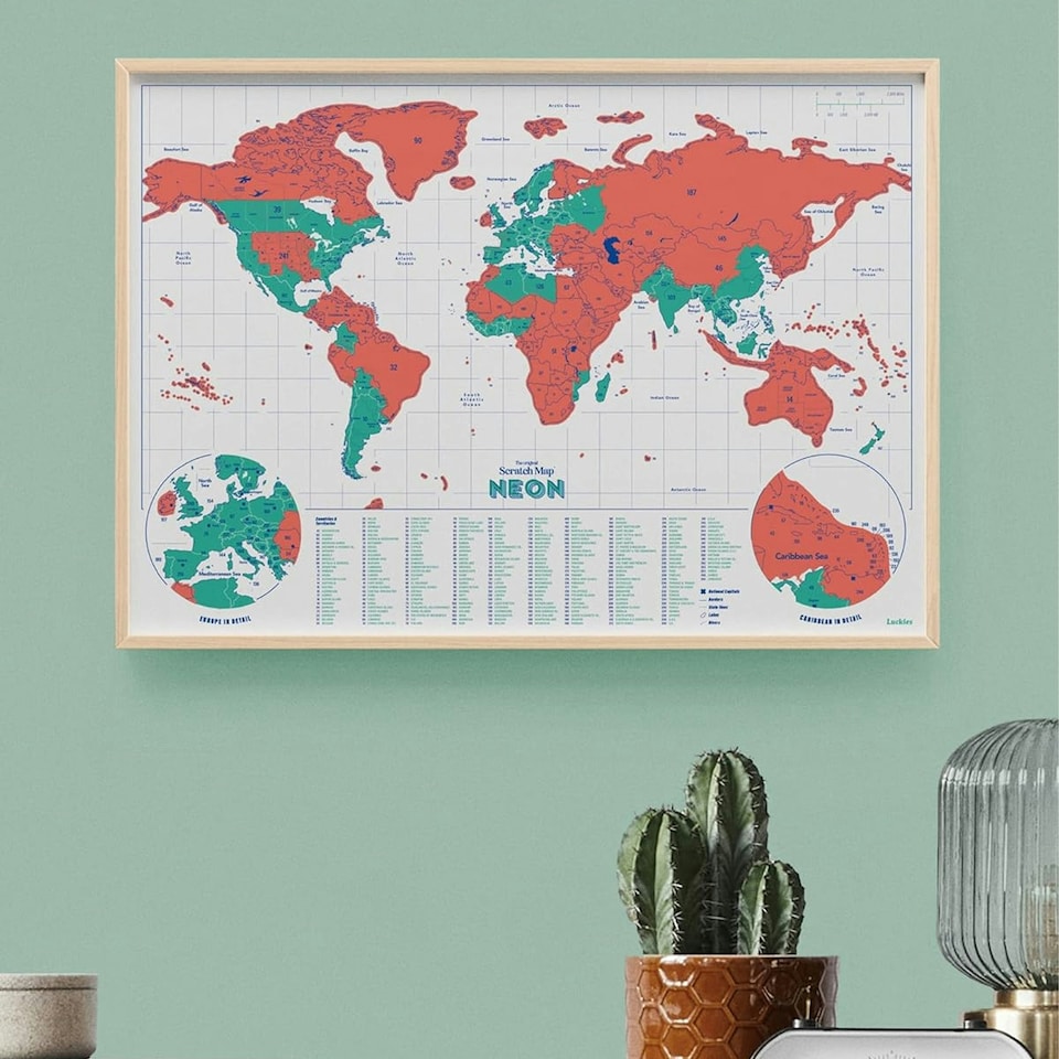 image 1 of Suck UK Luckies Scratch Map Neon