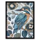 image 1 of Kingfisher Bird Wildflowers Floral Living Room Black Framed Wall Art Print A4