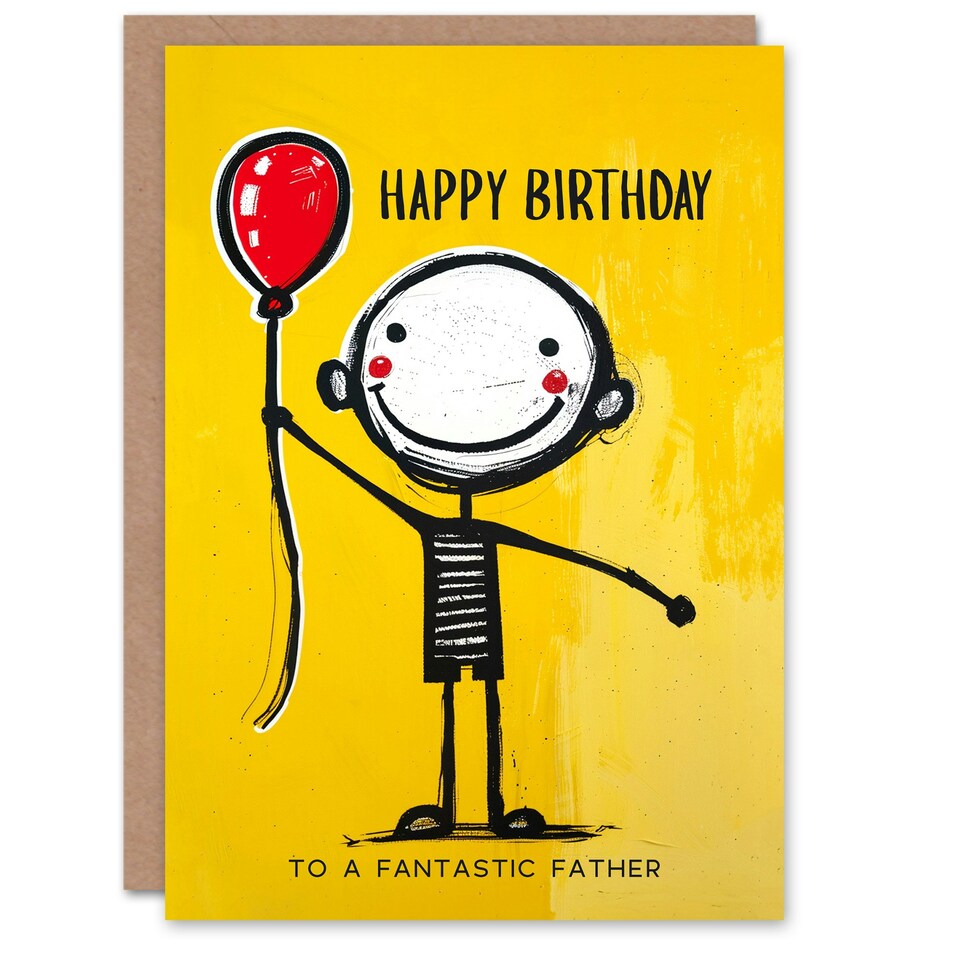 image 1 of Fantastic Fun Colourful Balloon Boy Cheerful Father Birthday Card