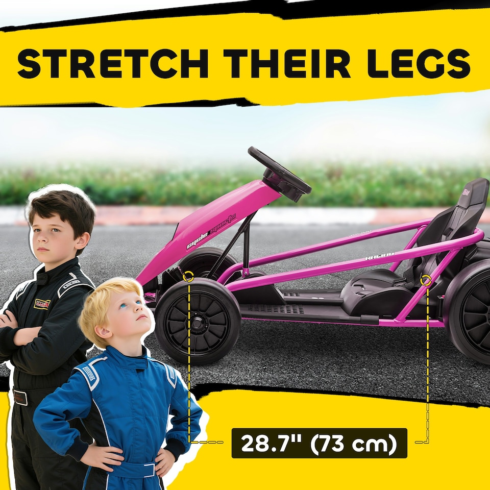 image 1 of HOMCOM 24V Electric Go Kart for Kids with Music, Horn Honking, Slow Start