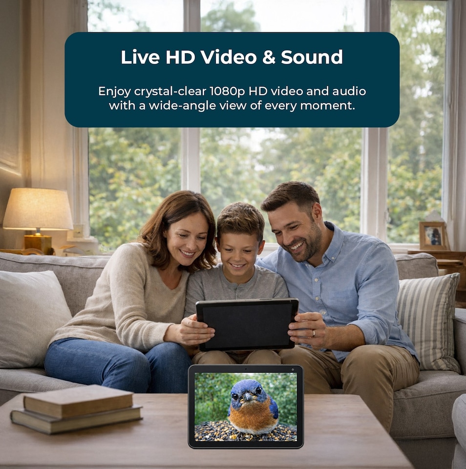 image 1 of JSH Smart Bird Feeder Camera with AI Species Identifier 1080p Video with Night Vision Solar Panel Livestream Feeding Table