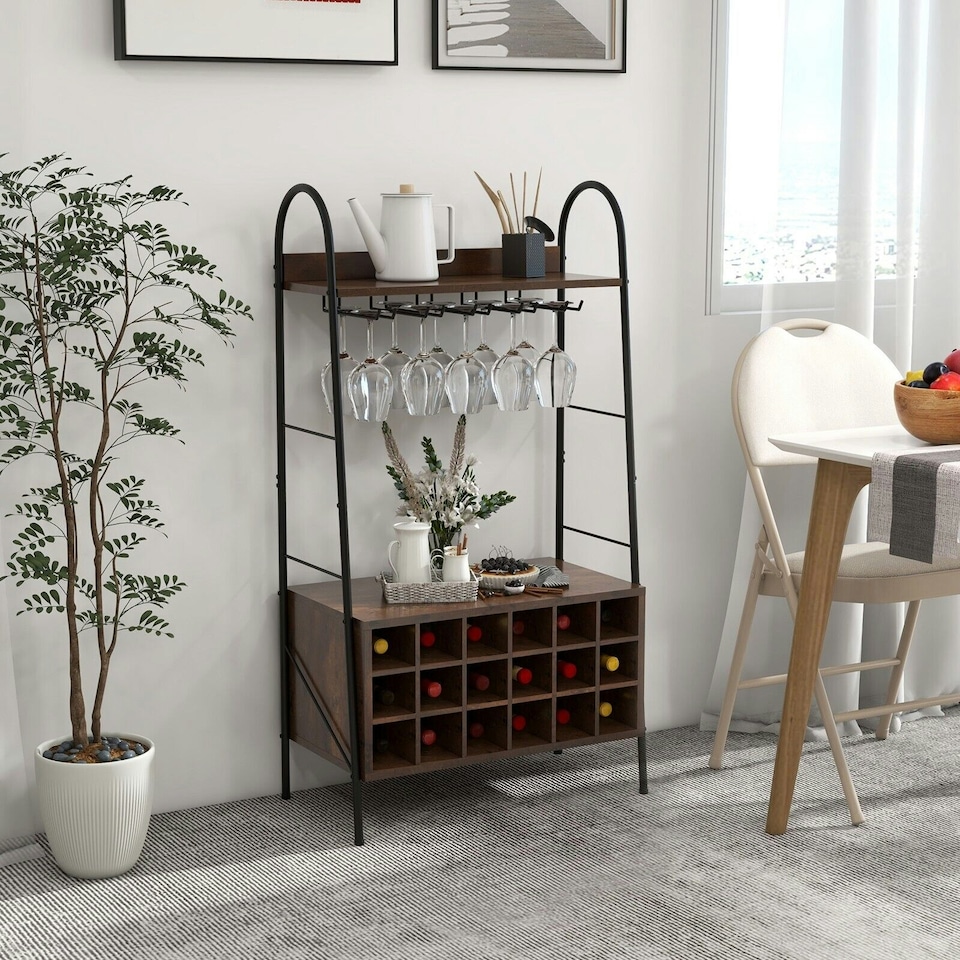image 1 of COSTWAY Industrial Detachable Wine Bar Storage Wine Bar