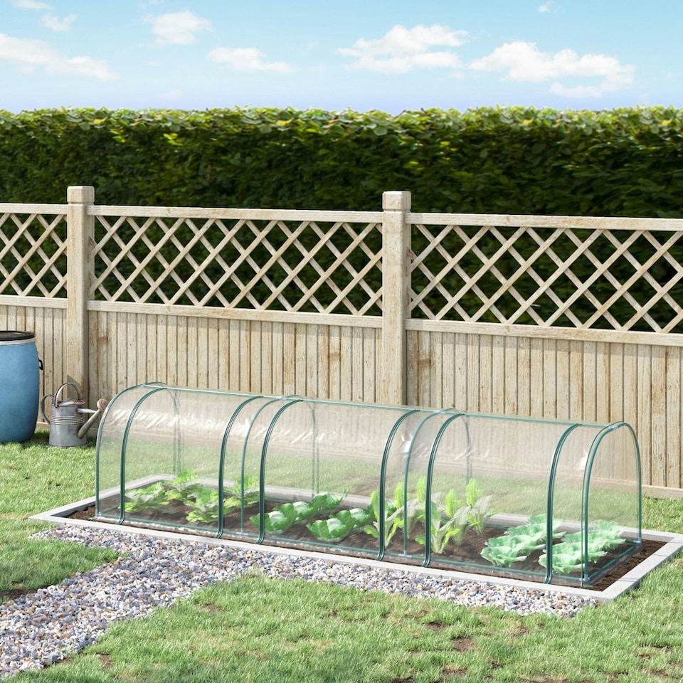 image 1 of Outsunny Tunnel Greenhouse Steel Frame for Garden Backyard w/ Zipper Doors