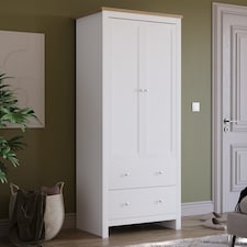 Vida Designs Arlington 2 Door 2 Drawer Wardrobe With Shelf & Clothes Rail, White & Oak