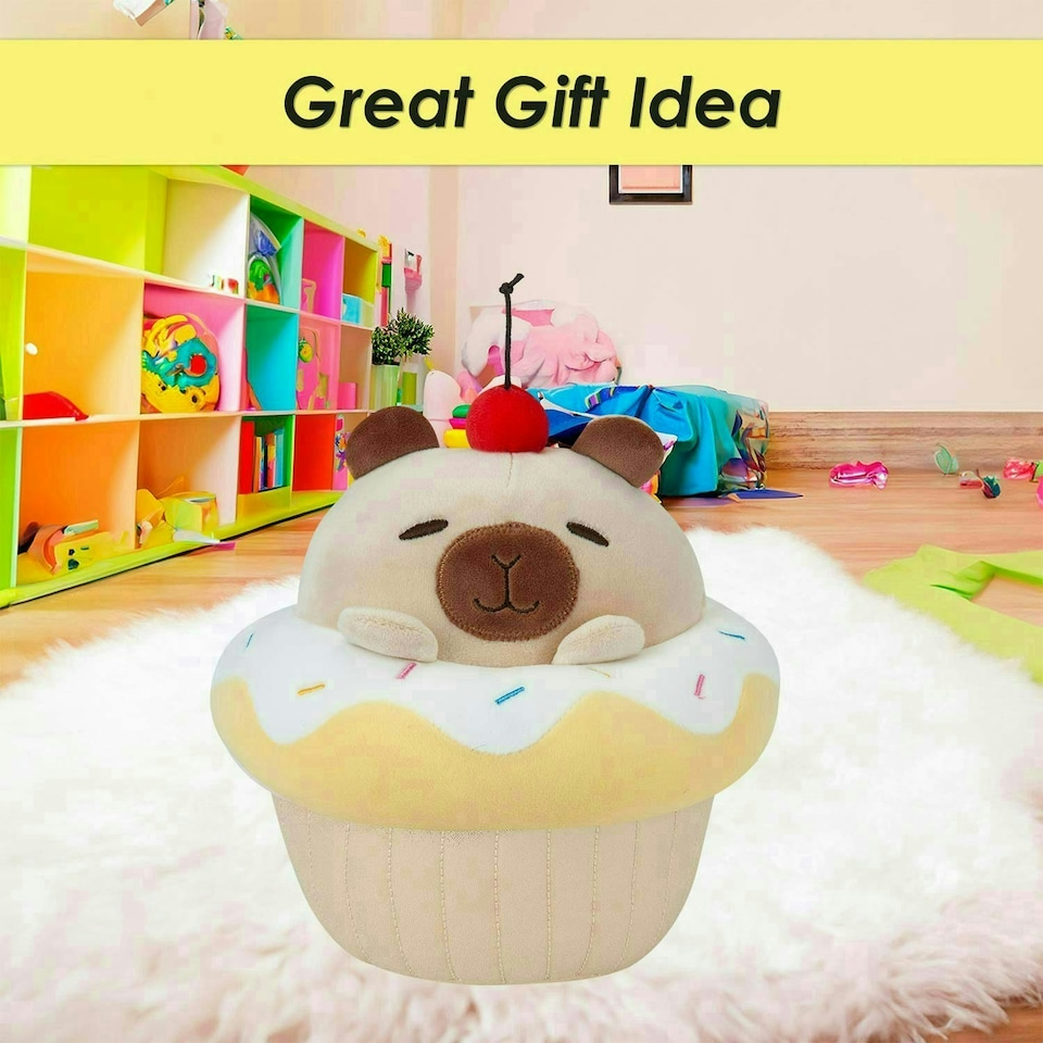 image 1 of Capybara Cup Cake Soft Toy Cute Plushie Huggable Cuddly Stuffed Toy 20cm Yellow