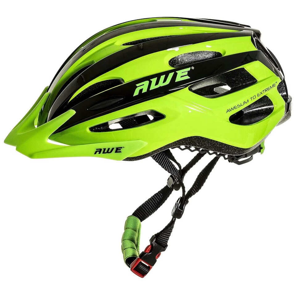 image 1 of AWE AweAir In Mould Adult Bike Helmet 55-58cm Black/Green Crash Guarantee* Green | M
