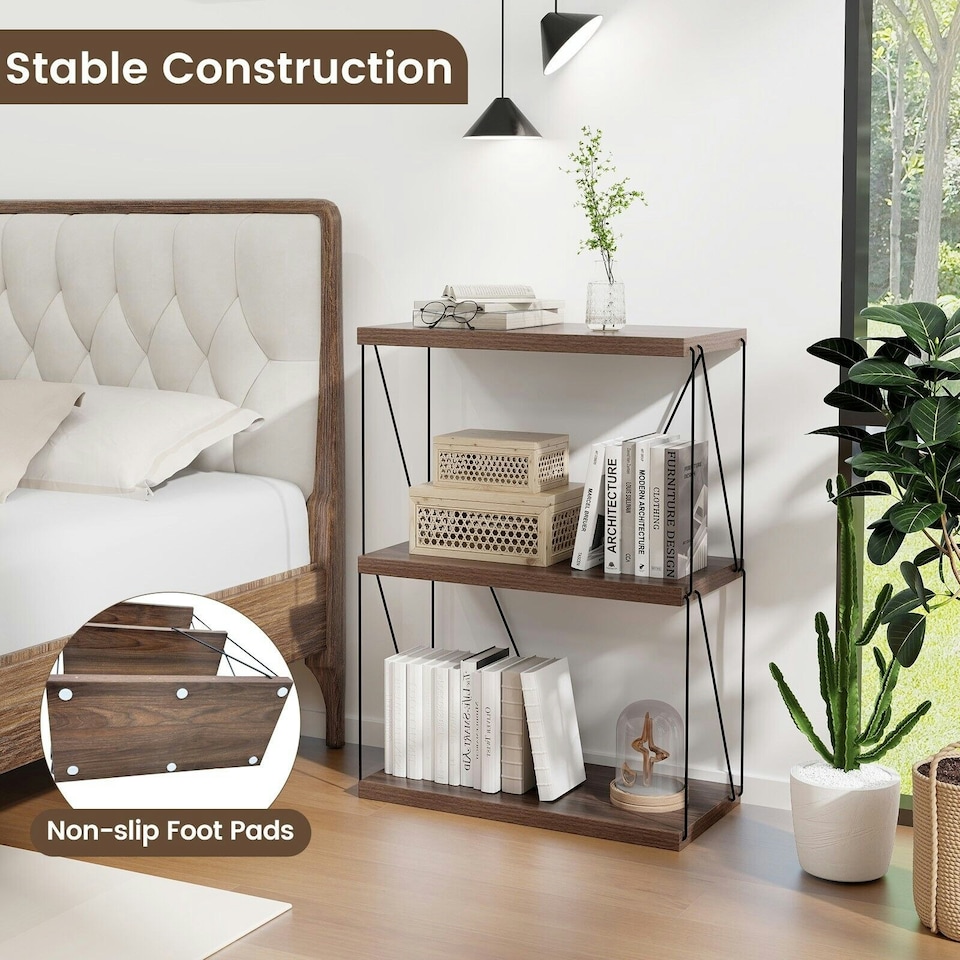 image 1 of COSTWAY 3-Tier Display Rack Industrial Storage Shelving Unit