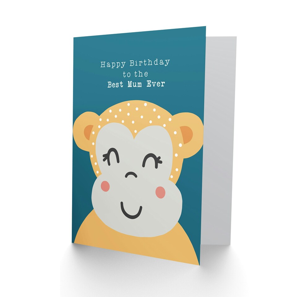 image 1 of To The Best Mum Ever Cute Monkey Mother Birthday Greeting Card