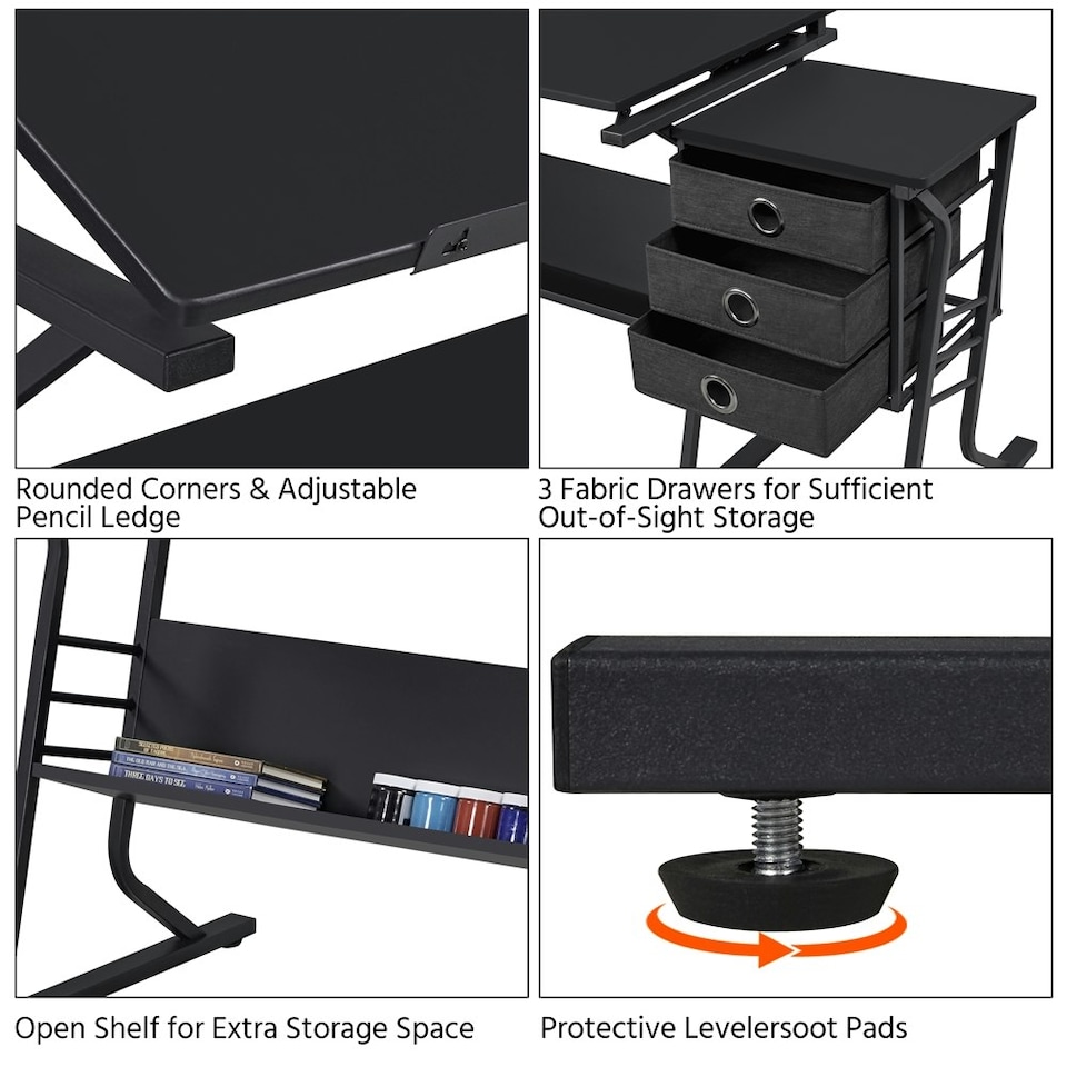 image 1 of Yaheetech Drafting Table & Stool Set For Artists | Black