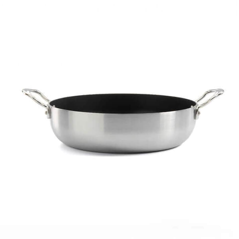 image 1 of Samuel Groves Classic Non-Stick Stainless Steel Triply 26cm Chefs Pan with Side Handles