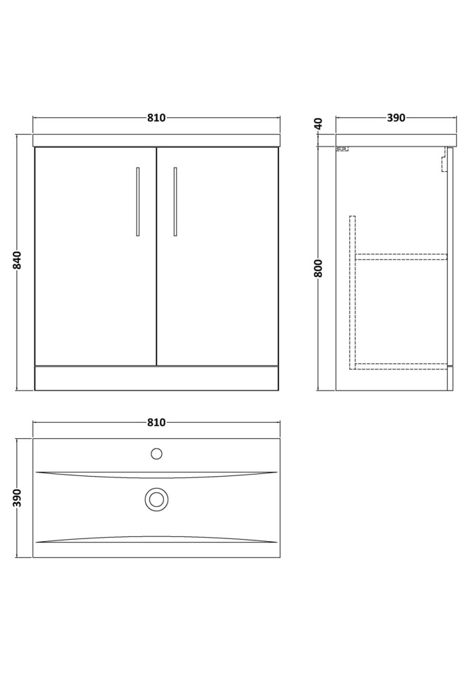 image 1 of Balterley Contemporary Bathroom Floor Standing 2 Soft-Close Door Vanity Unit & Mid-Edge Basin | Green | Satin Green